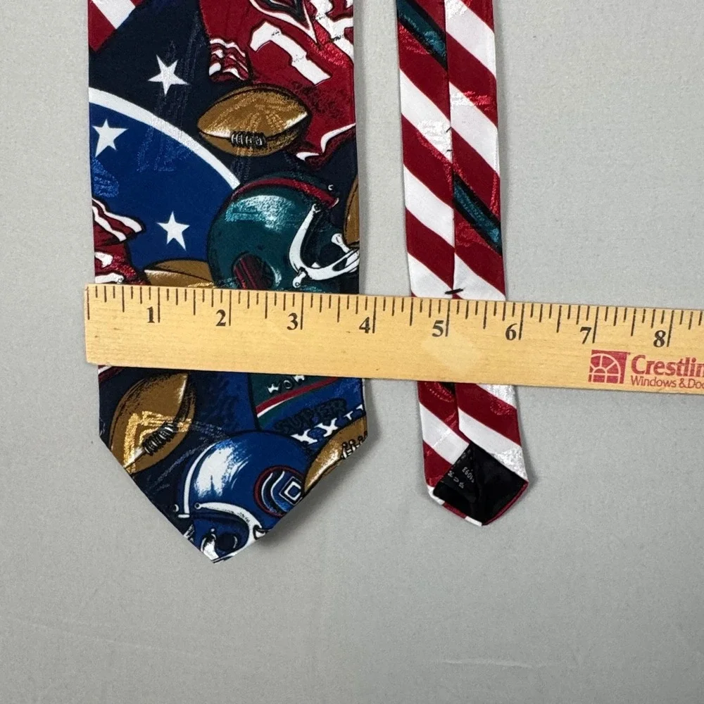 Town Craft Necktie Mens OS Blue Red Excellent Vintage Football Stars USA Made